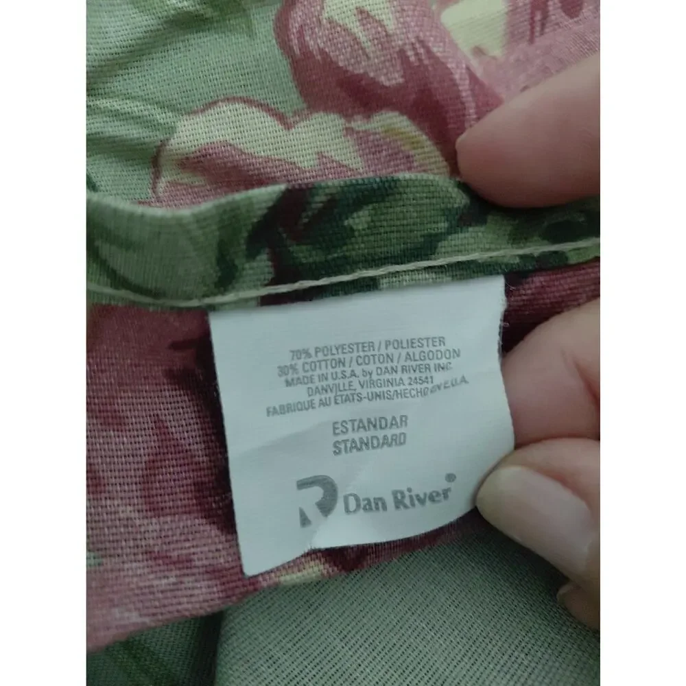 VTG Dan River Comforter + Sham TWIN Set Green Shabby Cottage Grandma NEW Floral
